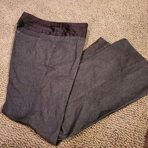 Black jeans with silk accent on top